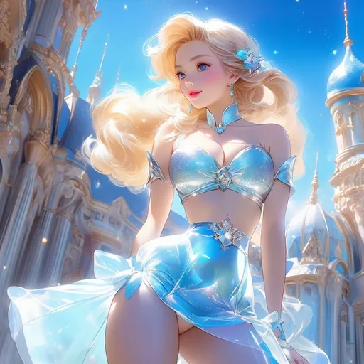 Prompt: Bright colors, bimbo cinderella, beautiful women, game characters, kind personalities, elegance, dynamic pose, not front perspective, women wearing cinderella outerwear and translucent very short tight miniskirts with crystals and gems , (big milkers), (visible butts), (oily skin), look stomach, mini skirt, thighs, embarrassing, belly on waist of skirt, softly body , (shiny belly), sparkling accessories, heroines, and vast expanses of land rich in nature. Background, (((Comic Book))), (((manga style))), insanely detailed, (((masterpiece))), best quality, 8k, ultra high res, High contrast and low saturation, glossy plump lips, perfect anatomy, grimm fairytale, (((Anatomy-based character design))



