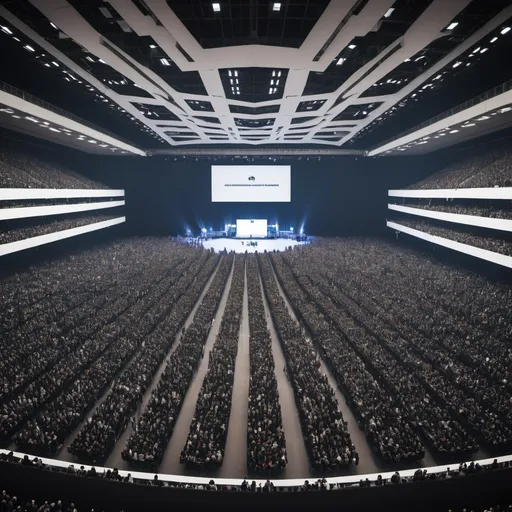 Prompt: 50.000 people in a conference hall