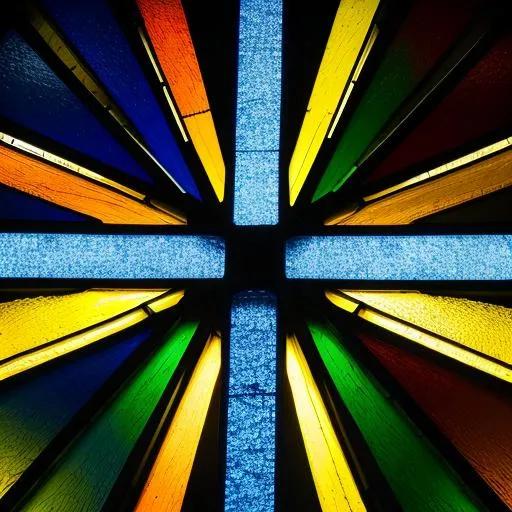 Prompt:  stained glass colorful simple cross
