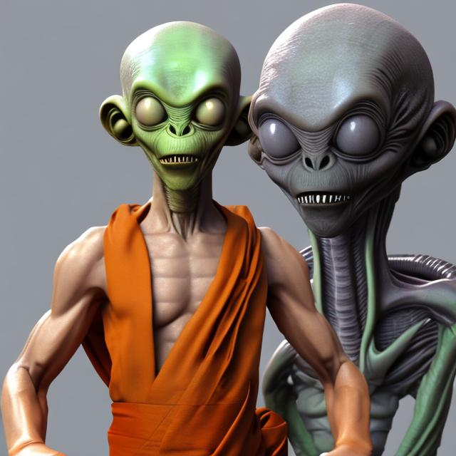 Prompt: Alien monk w money 3d
