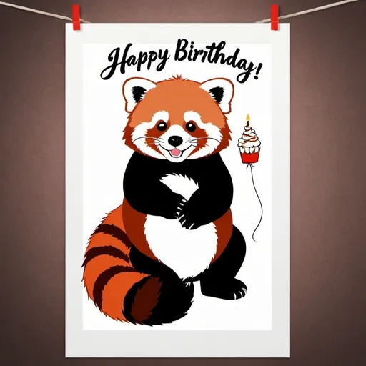 Prompt: Red panda poster happy birthday jennfier