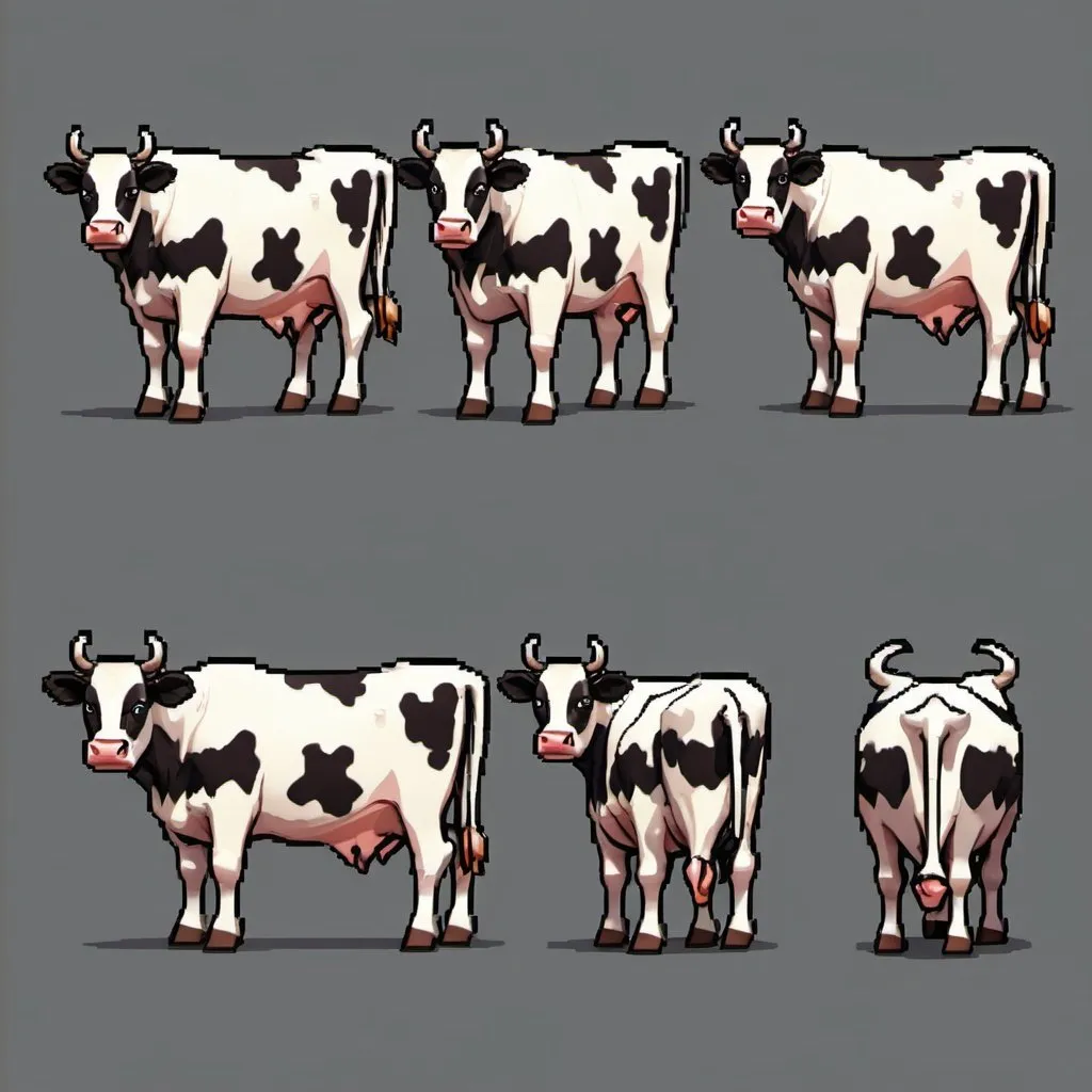 Prompt: A pixel cow spritesheet walk cycle