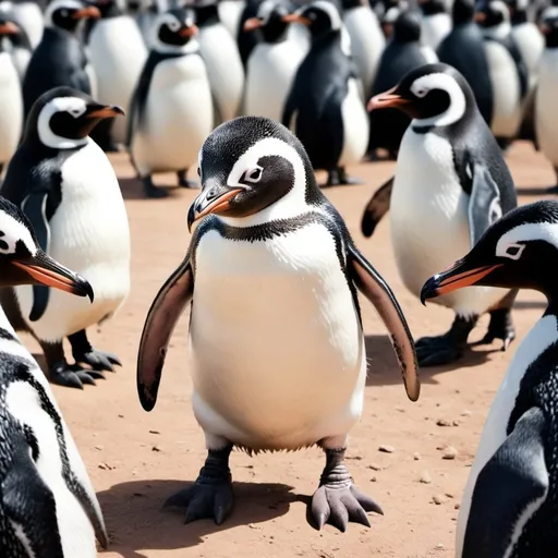 Prompt: Generate a image of a penguin with a penguin army fighting chickens but then he notices. He’s just a computer using that AI.