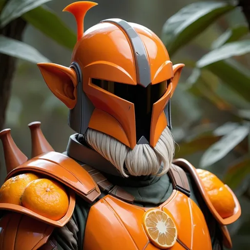 Prompt: The Mandarin-lorian.a mandalorian character based on a mandarin orange