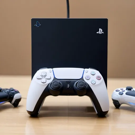 Prompt: An image of a PlayStation 5 and a controller in an online store