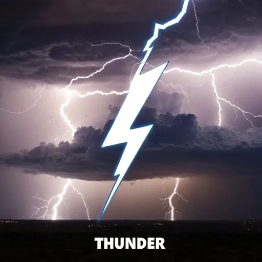 Prompt: A image with the word "Thunder" on it with Lightnings on the background
