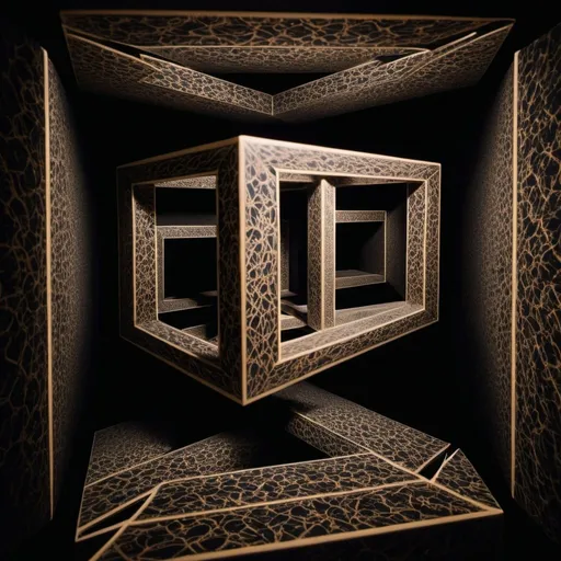 Prompt: an illusion where two cubes are moving through each other in four-dimensional space