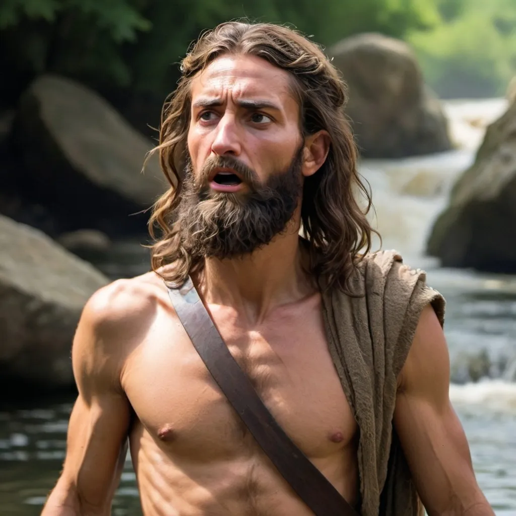 Prompt: Biblical prophet John the Baptist, rough and wild

