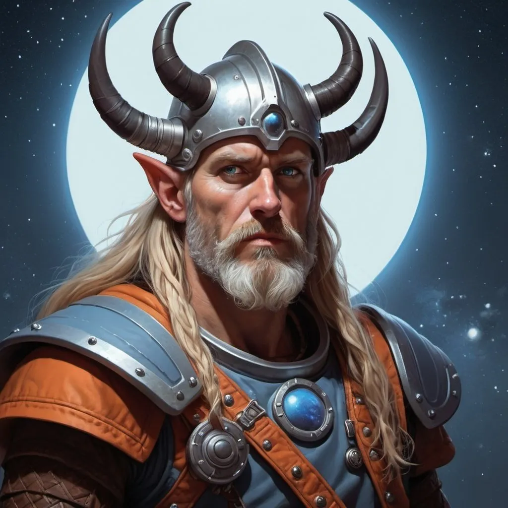 Prompt: A space viking in the style of Michael Whelan