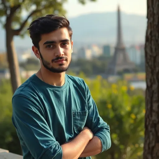 Prompt: A 22-year-old Iranian boy who has an almost masculine face and is a student of English language translation and loves France and the French language and is learning it without immigrating there, loves Forough Farrokhzad's poems and loves freedom and freedom of expression.