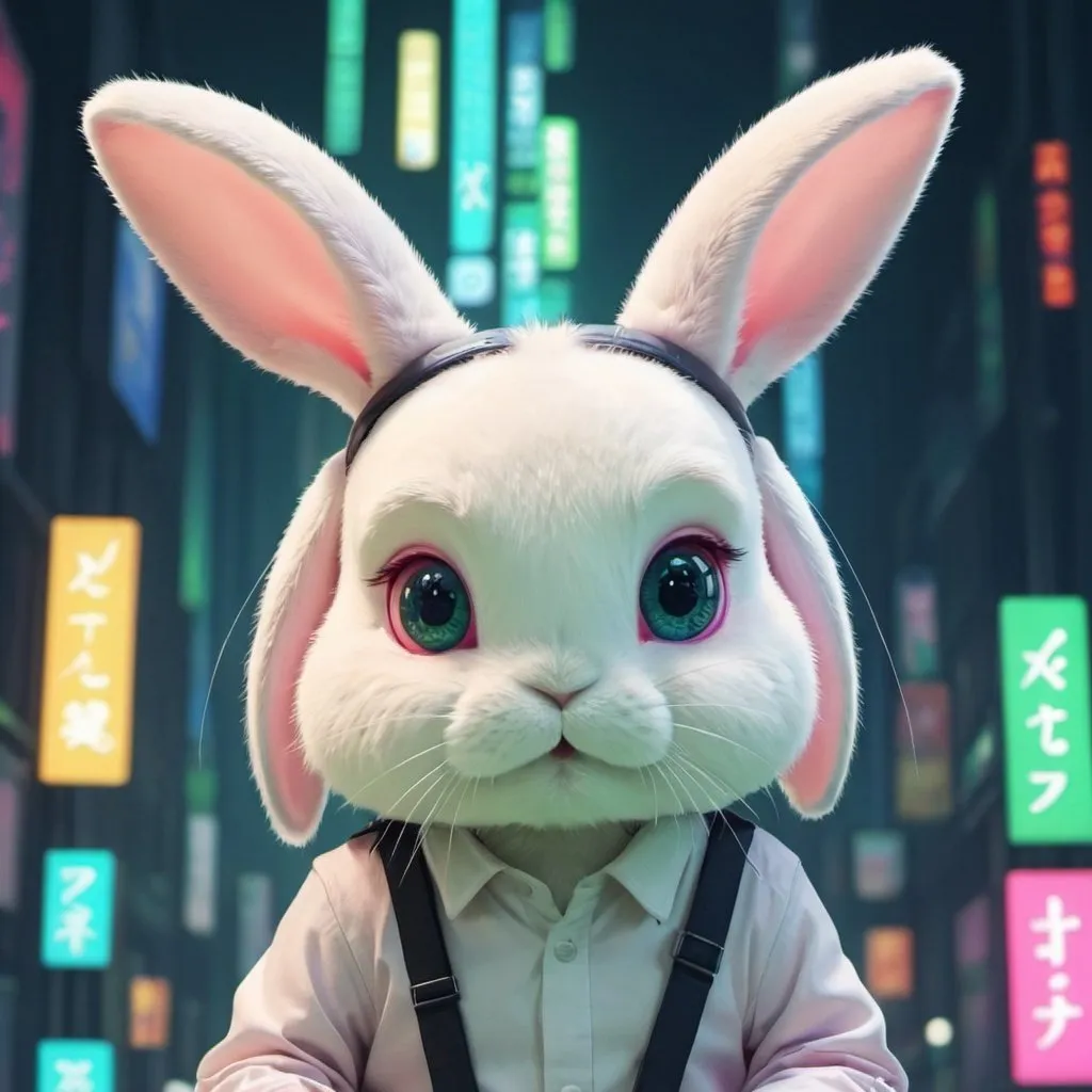 Prompt: bunny, colorful, pale color, rabit, kute,
anime, matrix background