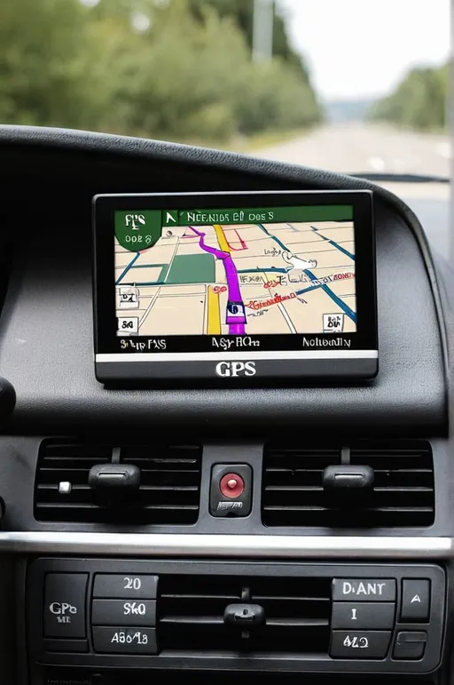 Prompt: A GPS in a car