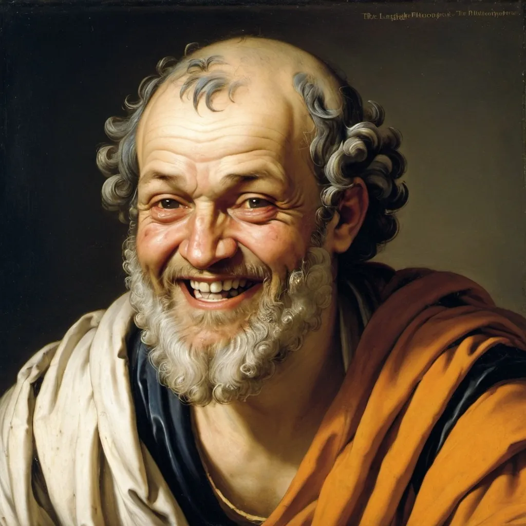 Prompt: Democritus the Philosopher "The Laughing Philosopher"