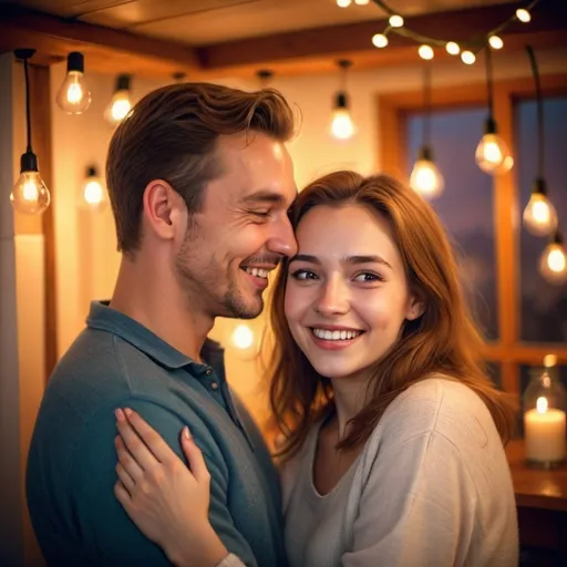 Prompt: Girl with partner, lovely couple, joyful expression, cozy atmosphere, high quality, vibrant colors, cheerful mood, artistic, professional, detailed facial expressions, warm lighting, romantic setting, happy couple, best quality, vibrant, cozy, detailed, professional, joyful, warm lighting, romantic atmosphere