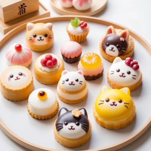 Prompt: Japanese confectionery, delicious and cute pastries so that everyone would want to eat them