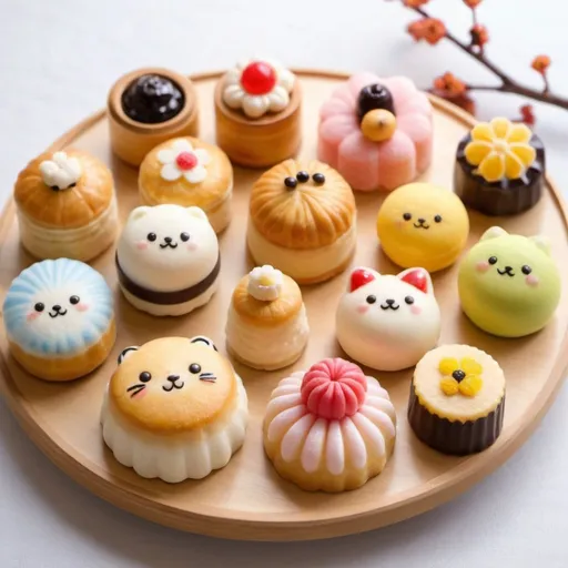 Prompt: Japanese confectionery, delicious and cute pastries so that everyone would want to eat them