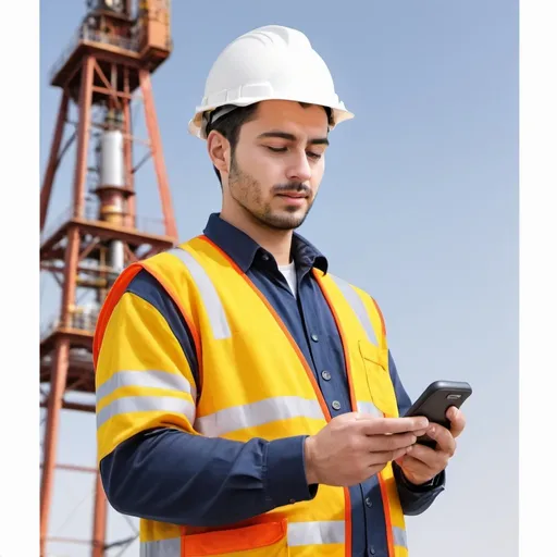 Prompt: Ultra-realistic oil engineer using mobile phone, candid photography, white background, detailed realism, candid, professional, realistic, oil engineer, mobile phone, white background, candid photography, ultra-realistic, high quality, detailed, professional
