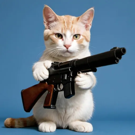 Prompt: a cat with a gun