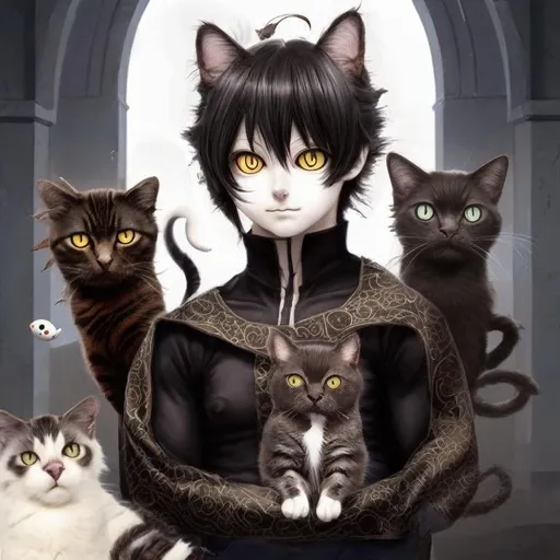 Prompt: anime dark god cat