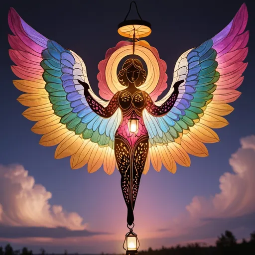 Prompt: Angel of balance lantern, Rainbow