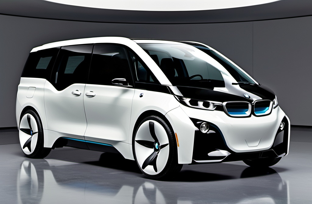 Prompt: A BMW Minivan, sleek, clean, bold and aggressive with very futuristic interior and extraterrestrial look.
