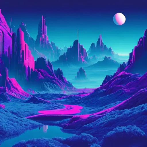 AI-generated futuristic graphic design landscape