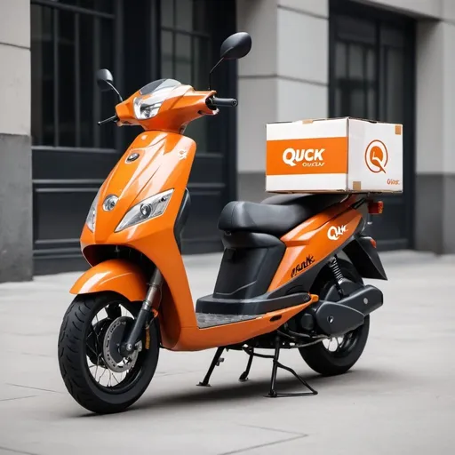 Prompt: A delivery motorcycle with a logo Quick