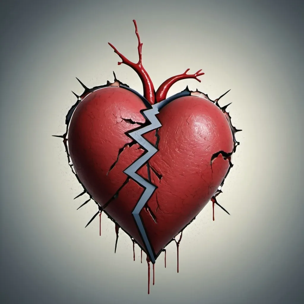 Prompt: broken heart with wounds

