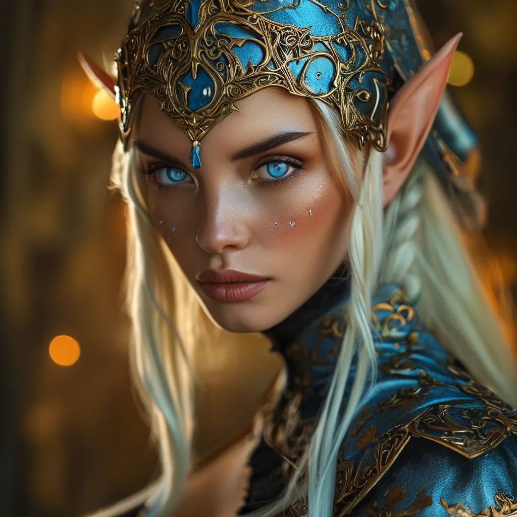 Prompt: beautiful elf woman dressed in, (highly detailed high heel calf high adventurer boots), flowing dress, intense blue eyes, (open intricate lace elements), open design, medieval fantasy, (elegant design), skintight fit,  dynamic angles, captivating visual appeal, (ultra-detailed), warm lighting, realisitc