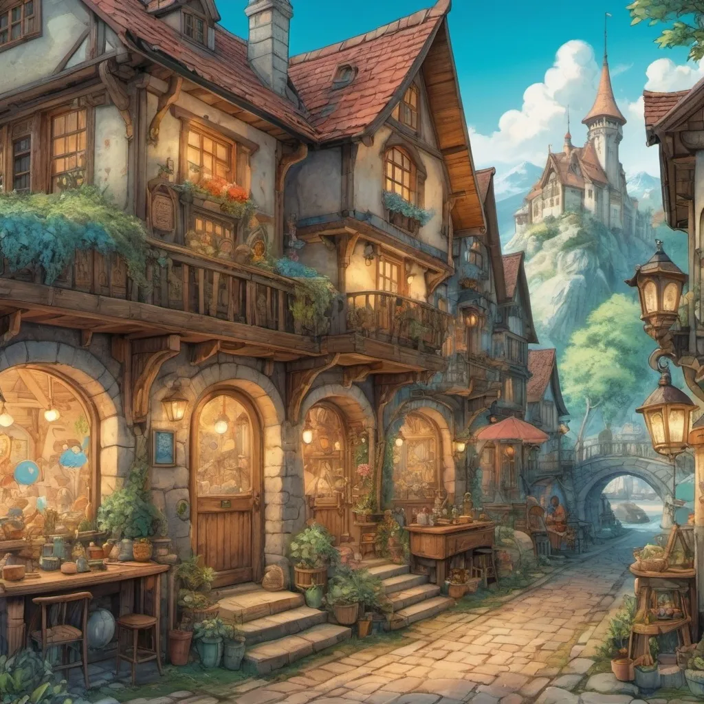 Prompt: color anime art by anton pieck 