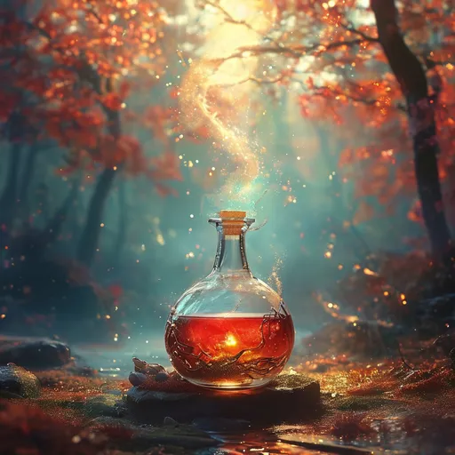 Prompt: (healing potion), (magical fog swirls), vibrant colors, luminous glow, enchanting atmosphere, mystical elements, ethereal background, red liquit ,delicate sparkles, aura of tranquility, charm of nature, ultra-detailed, high quality, dreamlike essence, whimsical ambiance.