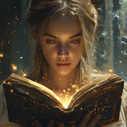 Prompt: (young woman sneakily reading a magical tome under the bedcovers), medieval fantasy setting, (dramatic lighting), (glowing runes), spell illuminating the book, book radiating light, richly detailed environment, mysterious atmosphere, enchanted aura, mysterious symbols, enchanted book,  detailed facial features, high contrast shadow and light play, cinematic depth, ultra-detailed, 4K.