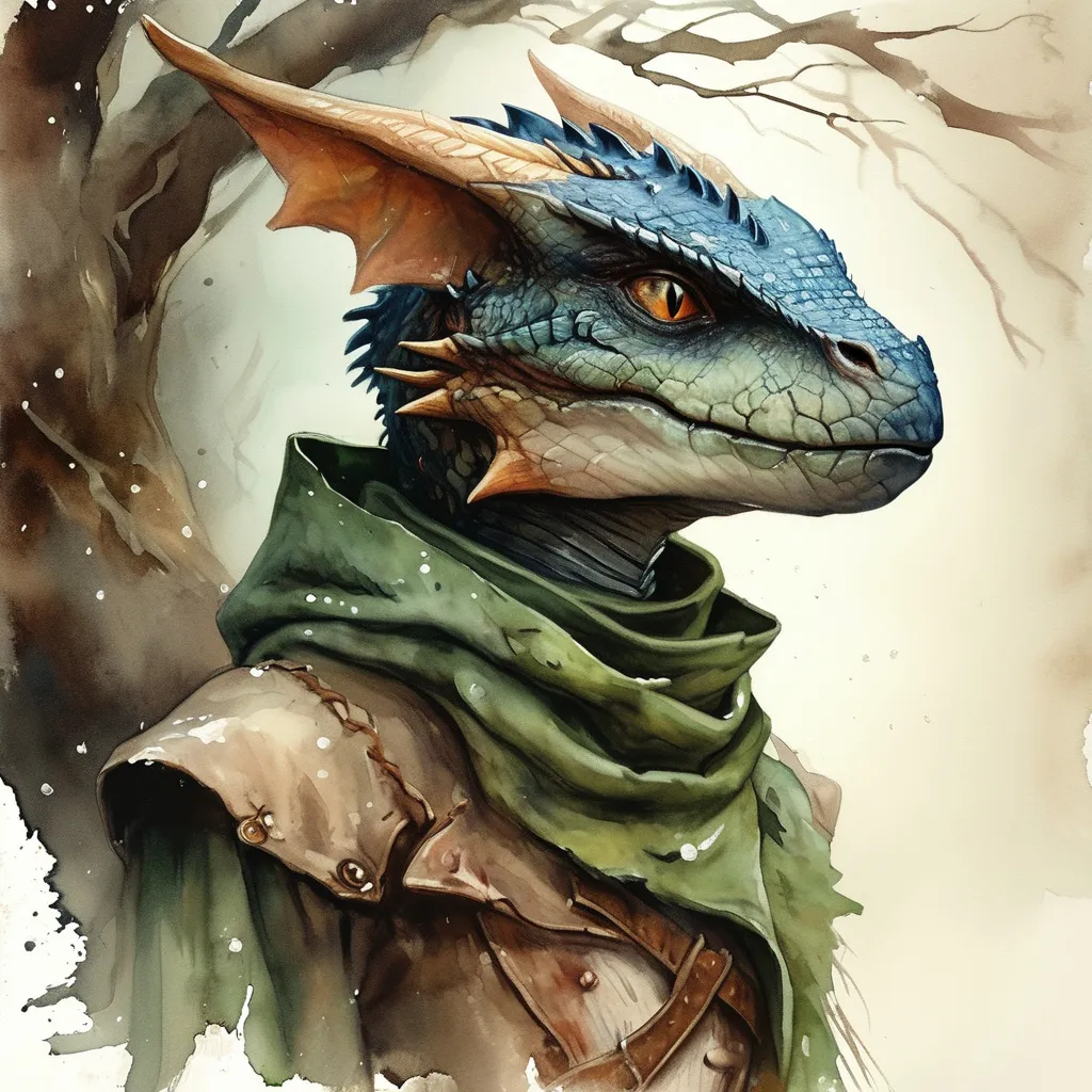 Prompt: realistic portrait of a dragonborn DnD Character, (Anton Pieck style), watercolor, whimsical and enchanting scene, soft color palette, dreamy ambiance, intricate details, gentle brush strokes, high-quality look, ethereal atmosphere, infused with a sense of nostalgia and wonder, ultra-detailed.