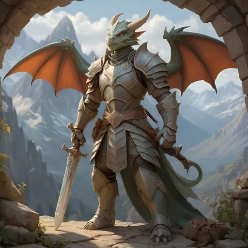 Prompt: fresco of a full body scene of a Dragonborn and a DnD Elf paladin character, medieval fantasy, group of adventurers in the background, mountain peak setting, sketch art, intricate Victorian armor, detailed scales, high quality, medieval fantasy, intricate armor, mythical creatures, dramatic lighting, intense atmosphere, detailed facial features, fantasy illustration