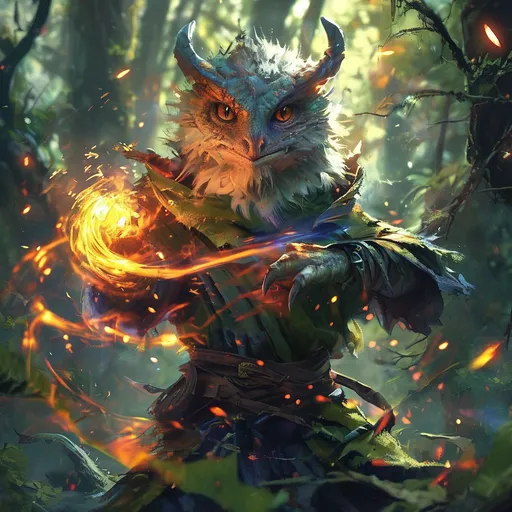 Prompt: (Minatour  DnD character in action pose), surrounded by a mystical forest, shimmering spells swirling in the air, firing a vibrant fireball, (highly detailed), dynamic lighting, (fantastical atmosphere), lush greenery in the background, soft light filtering through the trees, (epic fantasy vibe), intense focus on the character’s expressions, (ultra-detailed, 4K resolution).