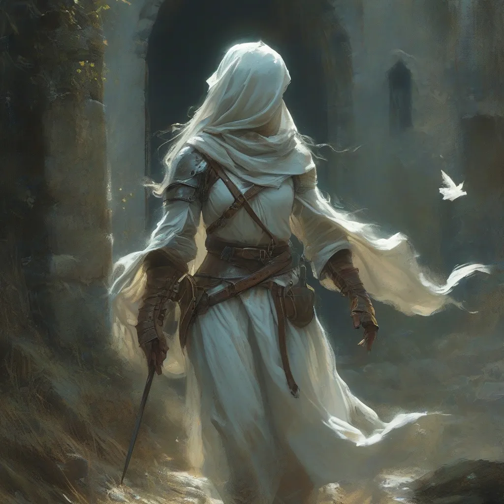 Prompt: female soldier ghost, semi-transparent, medieval fantasy, illuminating, hovering above the ground,