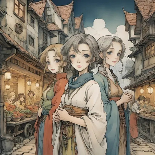 Prompt: colorfull anime art by anton pieck with perfect anime faces, white edge