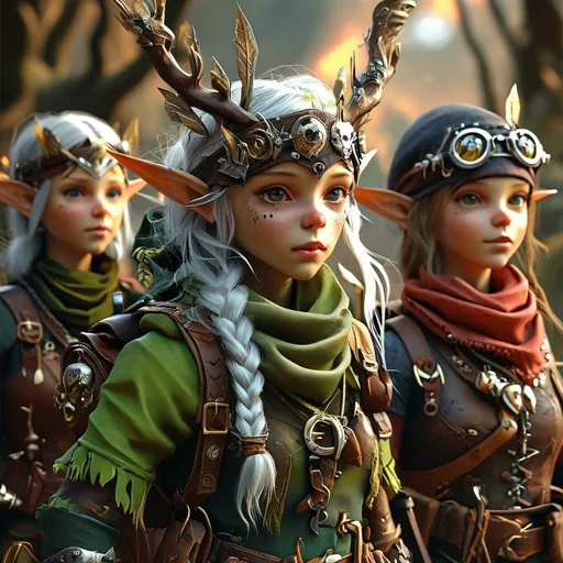 Prompt: (3D sketch) of a group of beautiful elf adventurers in DnD style, equipped with explorer gear, intricately detailed fabrics and leather accessories, captivating facial features with an adventurous expression, surrounded by a fantasy landscape, warm earth tones with subtle highlights, (ultra-detailed) illustration, enchanting atmosphere, (high quality) artwork.