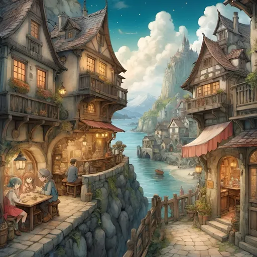 Prompt: colorfull anime art by anton pieck with perfect anime faces