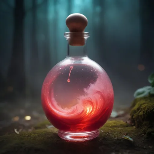 Prompt: (healing potion), (magical fog swirls), vibrant colors, luminous glow, enchanting atmosphere, mystical elements, ethereal background, red liquit ,delicate sparkles, aura of tranquility, charm of nature, ultra-detailed, high quality, dreamlike essence, whimsical ambiance.