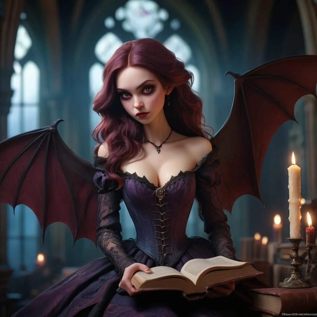 Prompt: (stunningly beautiful vampire transforming into a bat), medieval fantasy, nightly colors, high depth cinematic masterpiece, mystical atmosphere,  books, ultra-detailed, 4K.