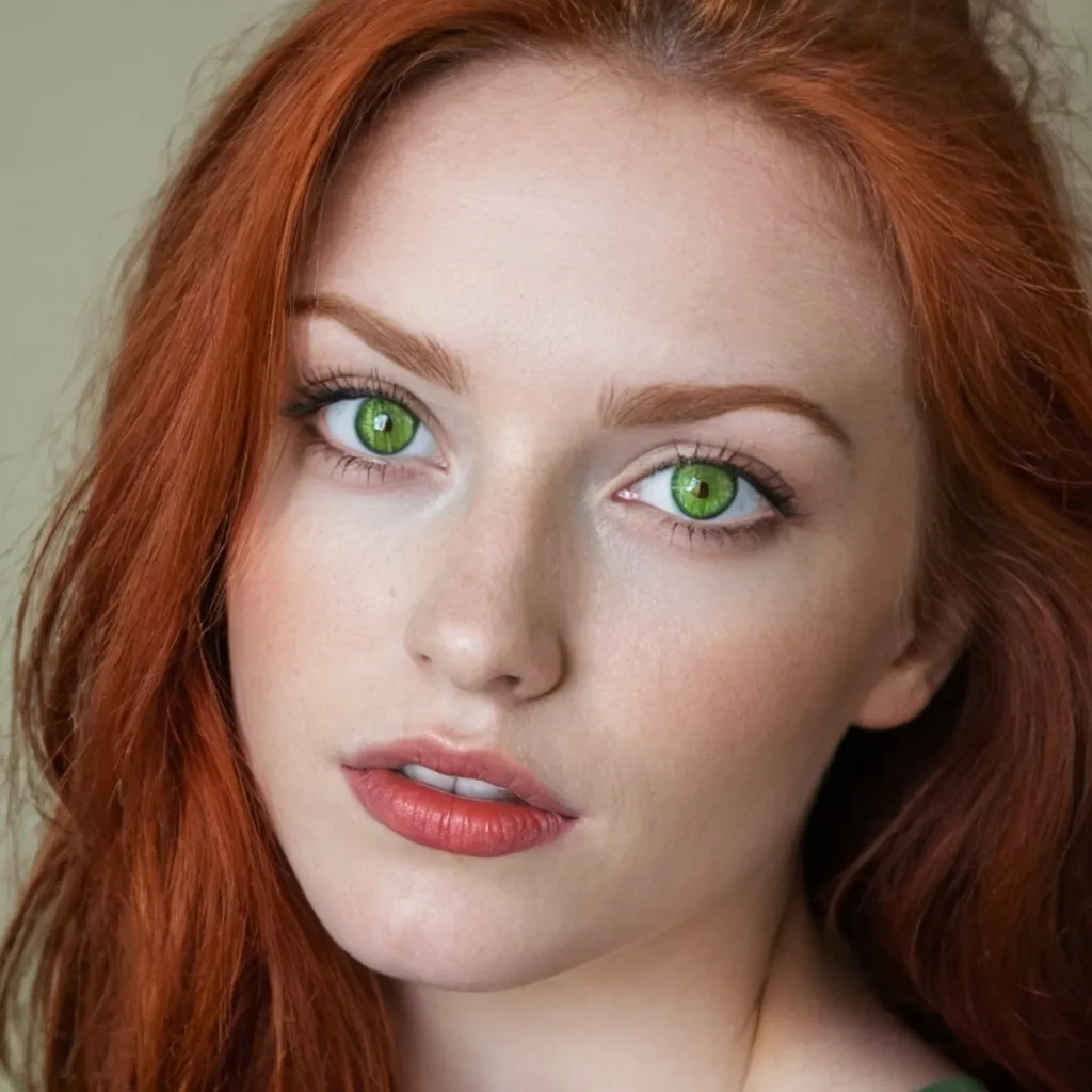 Prompt: Women with redhed and green eyes