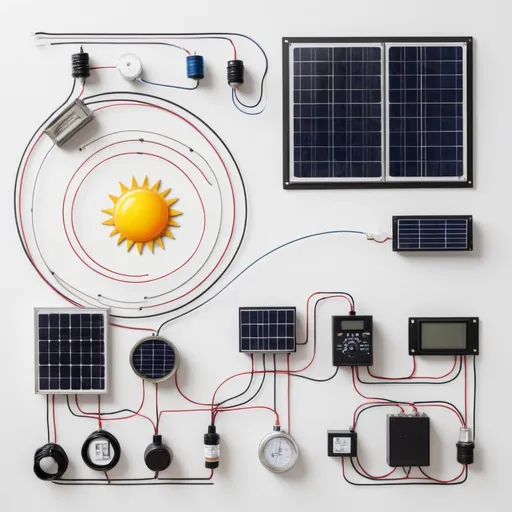 Prompt: Create a schematic for an in home solar system