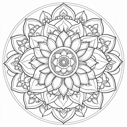 Prompt: create a lotus flower mandala, outline-only, white background, for print-out