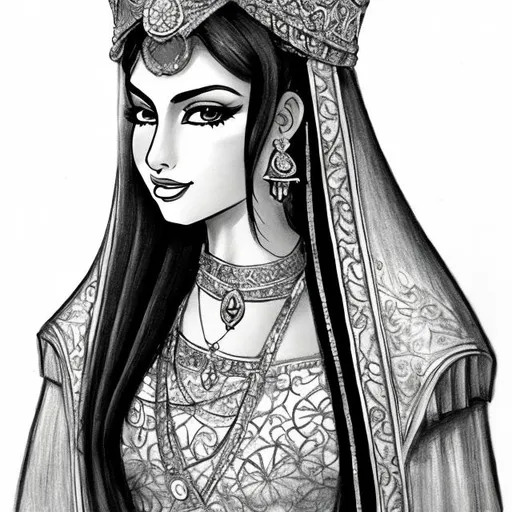 Prompt: Drawing of a persian princess 