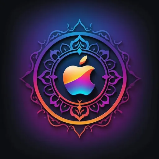 Prompt: The "Hindu religious and cultural symbol" is illuminated in the dark, creating an abstract and colorful wallpaper with light effects. The design incorporates a gradient of colors that create depth, showcasing the brand's iconic style in the style of mobile devices. It includes the Apple product event color palette, featuring purple, yellow, orange, red, blue tones. This background creates a visually appealing composition for your digital or social media projects