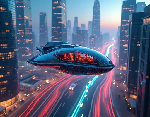 Prompt: A Technologically advanced cities, gleaming hover Space taxi (open window, showing passengers) slices through the crowded landscape. The chart's intricate lines and curves resemble a futuristic skylines and harmonizing architecture, where data points gleam like skyscrapers under dazzling neon lights. Overall vibe is energetic, optimistic, and visually impactful, reminiscent of high-end tech design and scientific breakthroughs.