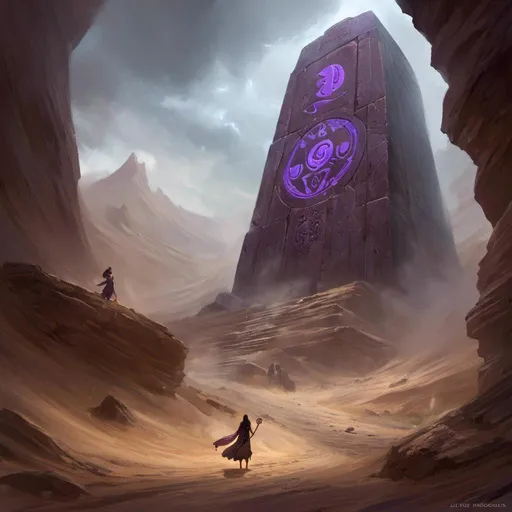 Prompt: A <mymodel> a concept environment art landscape 

of a gloomy and somber 
canyon 
with a the Hindi word "Om" on towering magical arcane monolith ark full of carved glowing runes and glyphs

shedding flaring volumetric light shafts throughout the darkness 

of threatening sinister wasteland dunes engulfed by a heavy sandstorm hurricane

, a stunning Alphonse  Mucha masterpiece in fantasy nouveau artstyle by Anders Zorn and Joseph Christian Leyendecker 

, neat and clear tangents full of negative space 

, ominous dramatic lighting with macabre somber shadows and highlights enhancing depth of perspective and 3D volumetric drawing

, colorful vibrant painting in HDR with shiny shimmering reflections and intricate detailed ambient occlusion