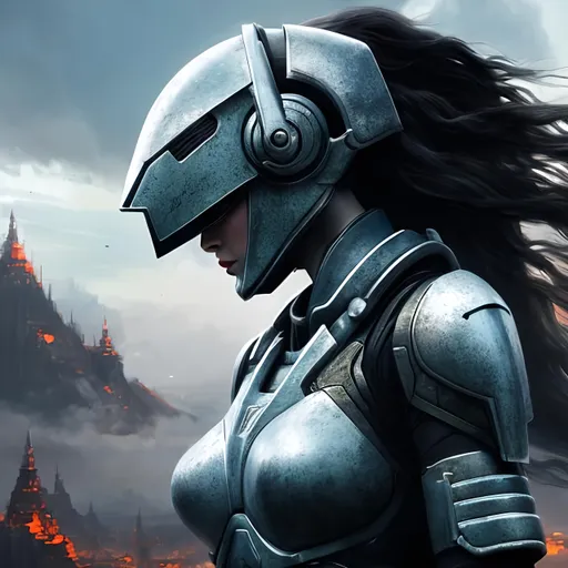 Prompt: Science fiction female war goddess wearing power armour, she is 4 metres tall with pale skin, eyes red like blood and a mane of long black hair, long arms and she is feral,
photorealism, epic painting, intricate, elegant, smooth, sharp focus, 4k, high-res, detailed, atmospheric lighting, illustration, background details, professional, photorealistic style, detailed fabric, classic beauty, fine art