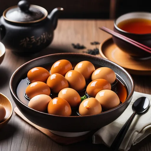 Prompt: braised tea eggs without shell

